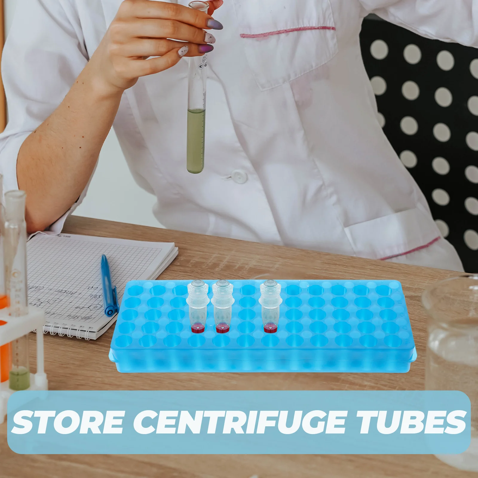 

2pcs Tube Rack Reusable Plastic Lab Test Tube Holder Lightweight Storage Organizer for Laboratory Sampling