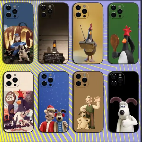 W-WallaceS iPhone 16,15,14,13,12,11,Pro,X,XS,Max,XR,Plus,Mini 소프트 블랙 커버용 귀여운 G-Gromit 전화 케이스