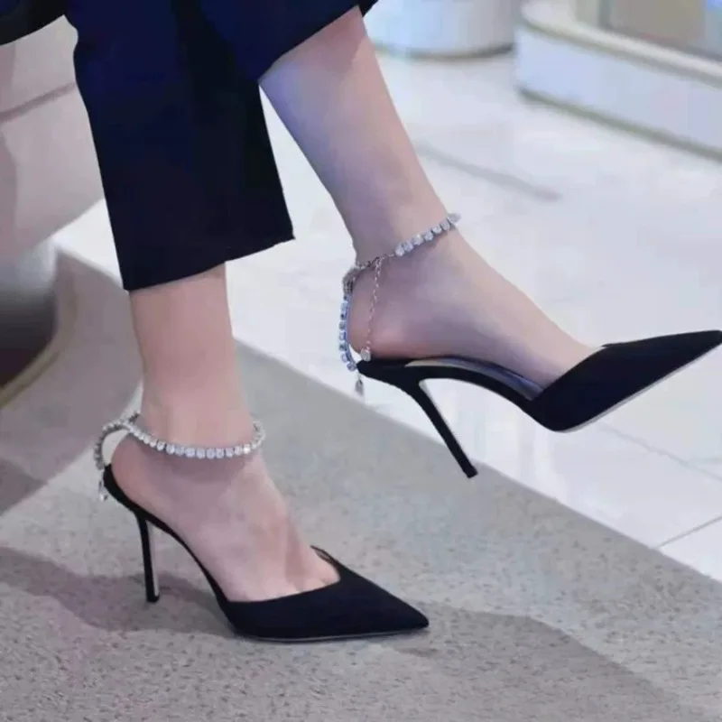 Luxury Women's High Heels Designer Banquet Formal Shoes Women's Sandals New Comfortable Pointed Diamond Pumps Sandalias De Mujer