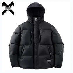 2022 Winter Men Functional Down Jacket Hooded Tactical White Duck Down Jacket Warm Thick Outwear Coat Hip Hop Streetwear