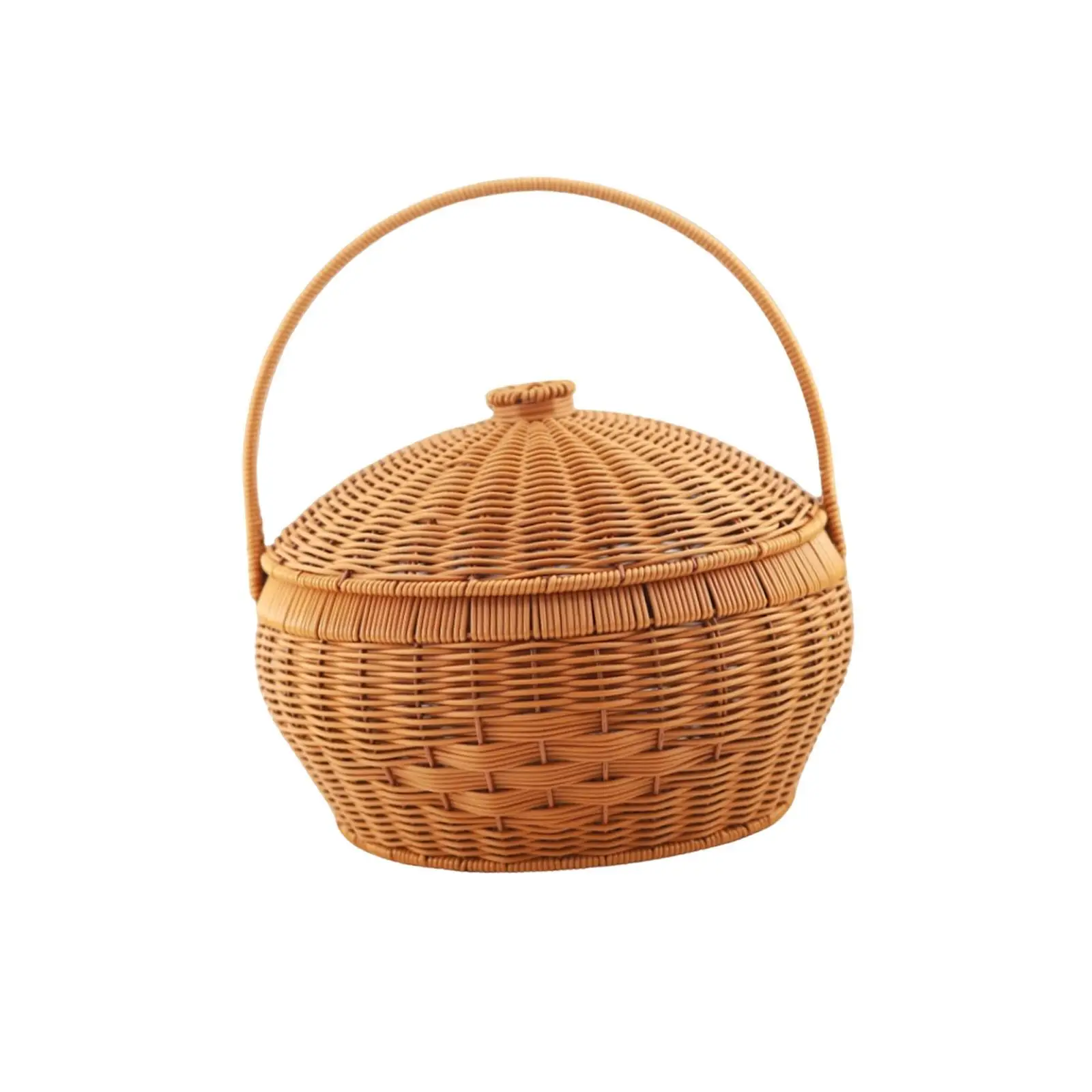 

Picnic Basket with Lid Rustic Wedding Basket Woven Basket Picnic Food Storage Hamper for Kitchen Home Camping Outdoor Sundries