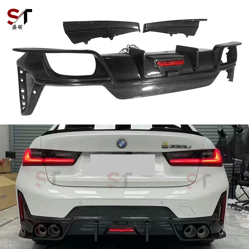

Suitable for BM New 3 Series G20 G28 Carbon Fiber Rear Lip Rear Wrap Angle Modified Diffuser with Light Tail Lip Surround