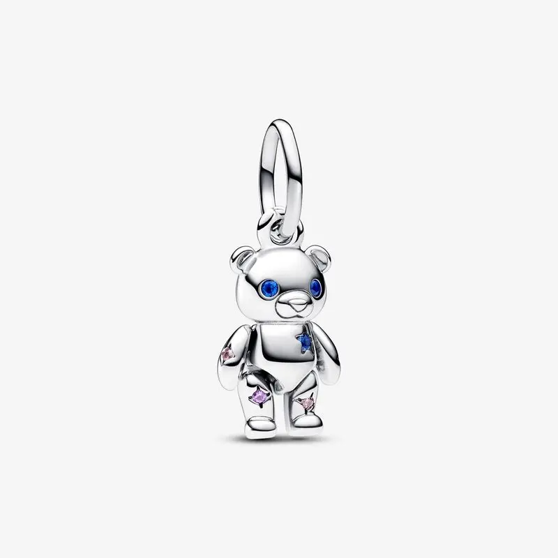 

925 Sterling Silver Movable Teddy Bear Dangle Charm beads Fits Original Pandora bracelets Jewelry Making 2023