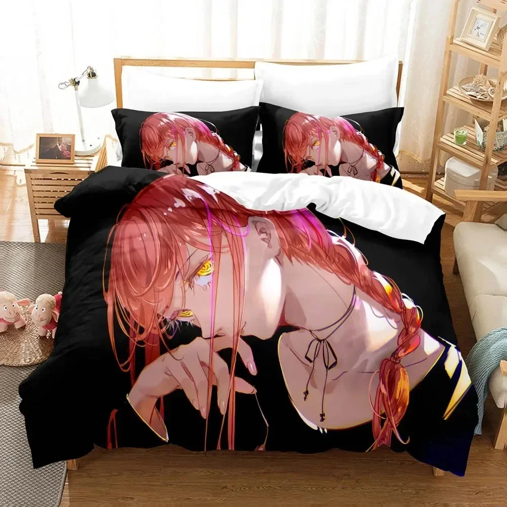 Anime Chainsaw Man Makima Bedding Set Boys Girls Twin Queen Size Duvet Cover Pillowcase Bed Kids Adult Home Textileextile