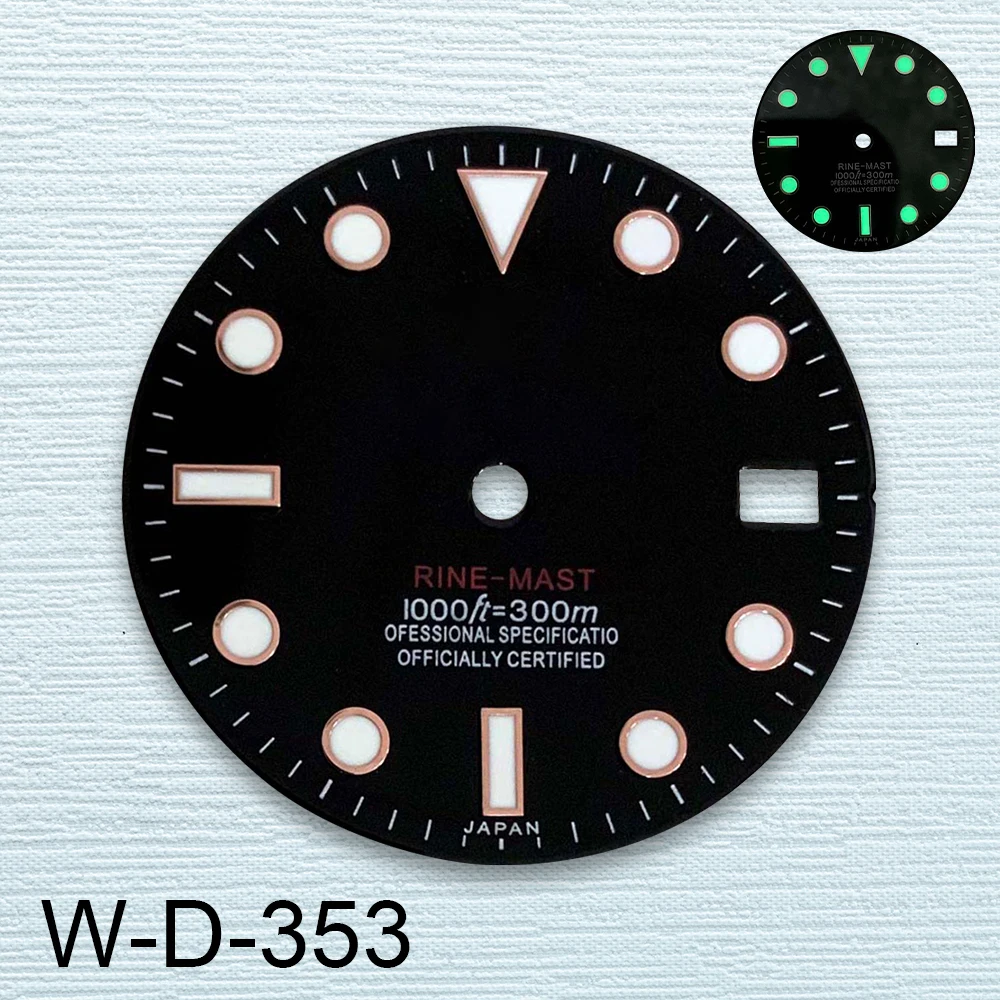 28.5mm S Logo Enamel Dial Suitable For NH35/NH36/4R/7S Japanese Automatic Movement Green Luminous Watch Accessories