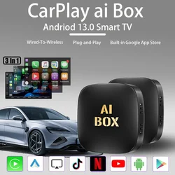 CarPlay Ai Box 2+32 GB Android13 unterstützt Netflix YouTube Wireless Carply Android Auto Geeignet für 99 % Autos mit kabelgebundenem Carplay