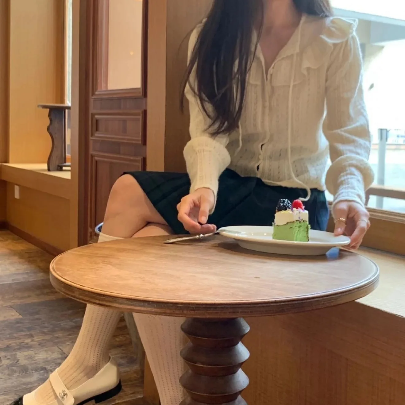 

Spring 2026 Dongdaemun Eight Milkmaid round Ne Knitted Open Cardigan Women's Top Hollow out Lace Trim Casual Loose Fit Long...