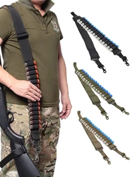 Tactical 15 Rounds Ammo Shell Belt Rifle 12 Gauge Ammo Pouch 2 Point Shotgun Sling Bullet Cartridges Holster Strap