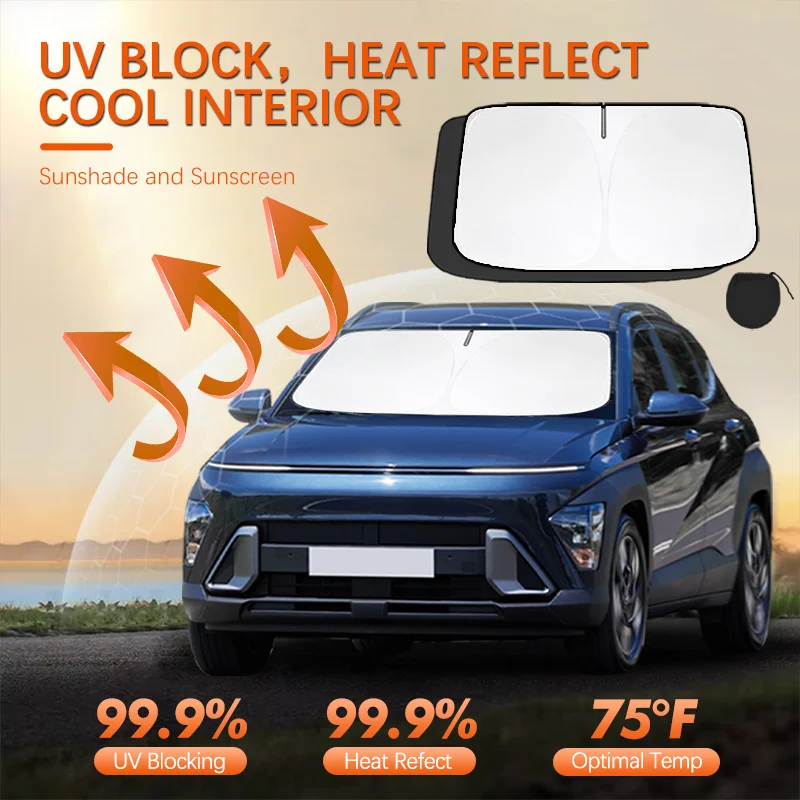 For Hyundai Kona Car Sun Viso Front Window Windshield Sunshade Heat Insulation Summer Sun UV Protection Auto Accessories
