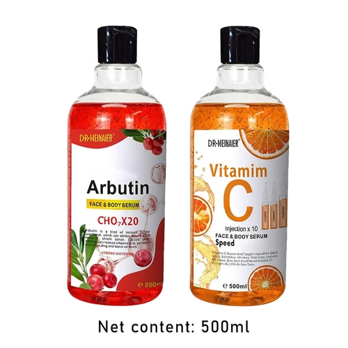 Suero Facial de vitamina C y arbutina, 500ml, hidratante, aclarador, suero corporal, corrector de manchas, suero reparador Facial blanqueador