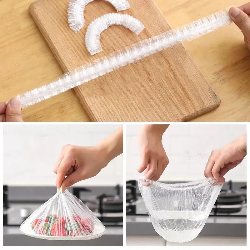 Einweg Lebensmittel Abdeckung Kunststoff Wrap Obst Lebensmittel Abdeckung Taschen Elastische Kunststoff Wrap Abdeckung Lebensmittel Grade Lagerung Tasche Küche Organizer – Detail 3