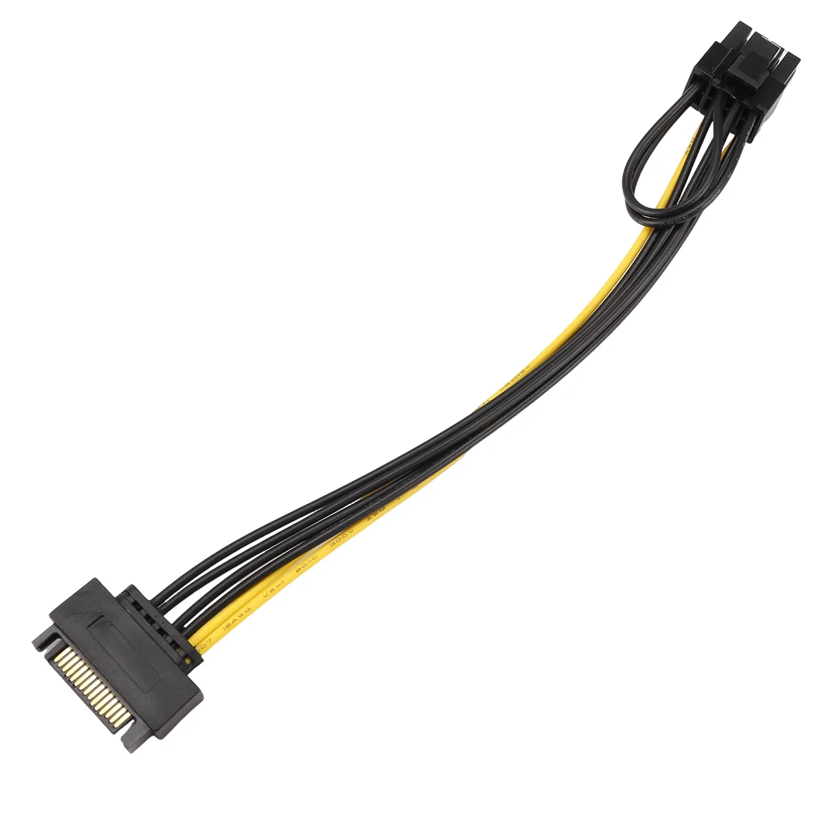 Y59A15Pin SATA Jantan Ke 8Pin(6 + 2) Kabel Catu Daya PCI-E Kabel SATA 15-Pin Ke 8 Pin Kabel 18AWG Kawat untuk Kartu Grafis (1 Buah)