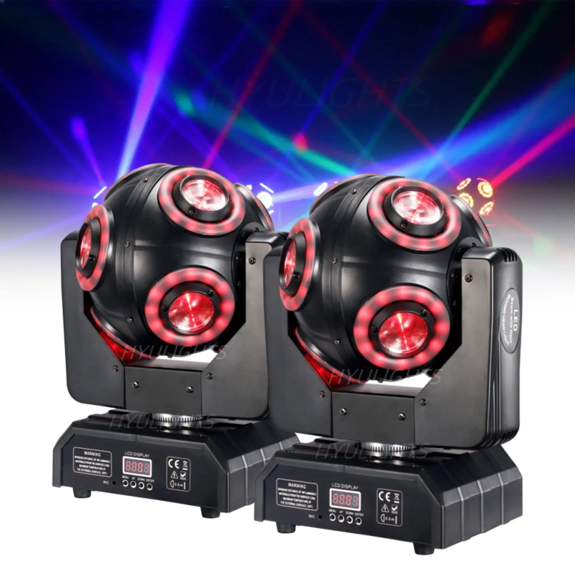 2PCS LED Moving Head 8x15W RGBW 4in1 With Halo RGB 3in1Football Light 360 ° Infinite Rotation Beam Strobe Dj Bar DMX 512 Stage Effect