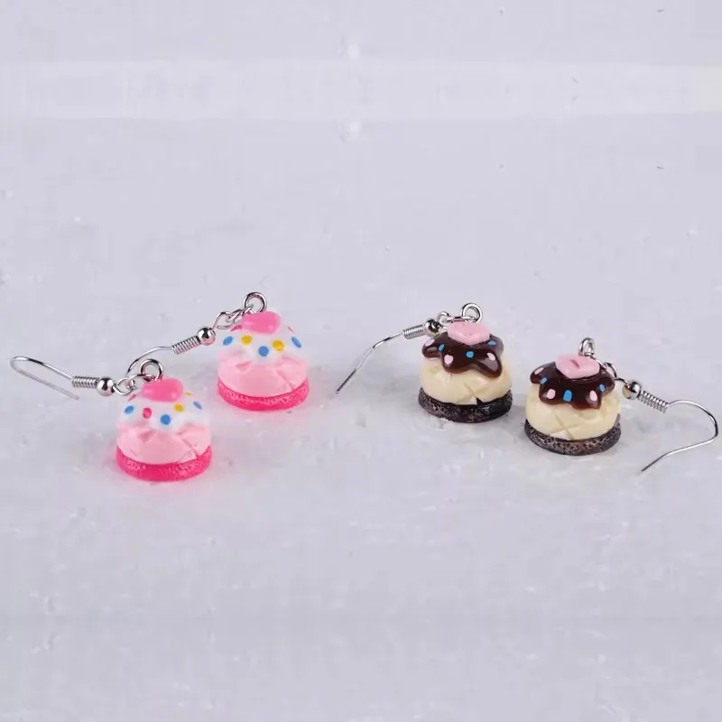 Fashion Resin Kawasaki Food Dessert Birthday Cake Earrings Simulation Fun Fun Food Micro Food Diy Jewelry Accessories Making Gif