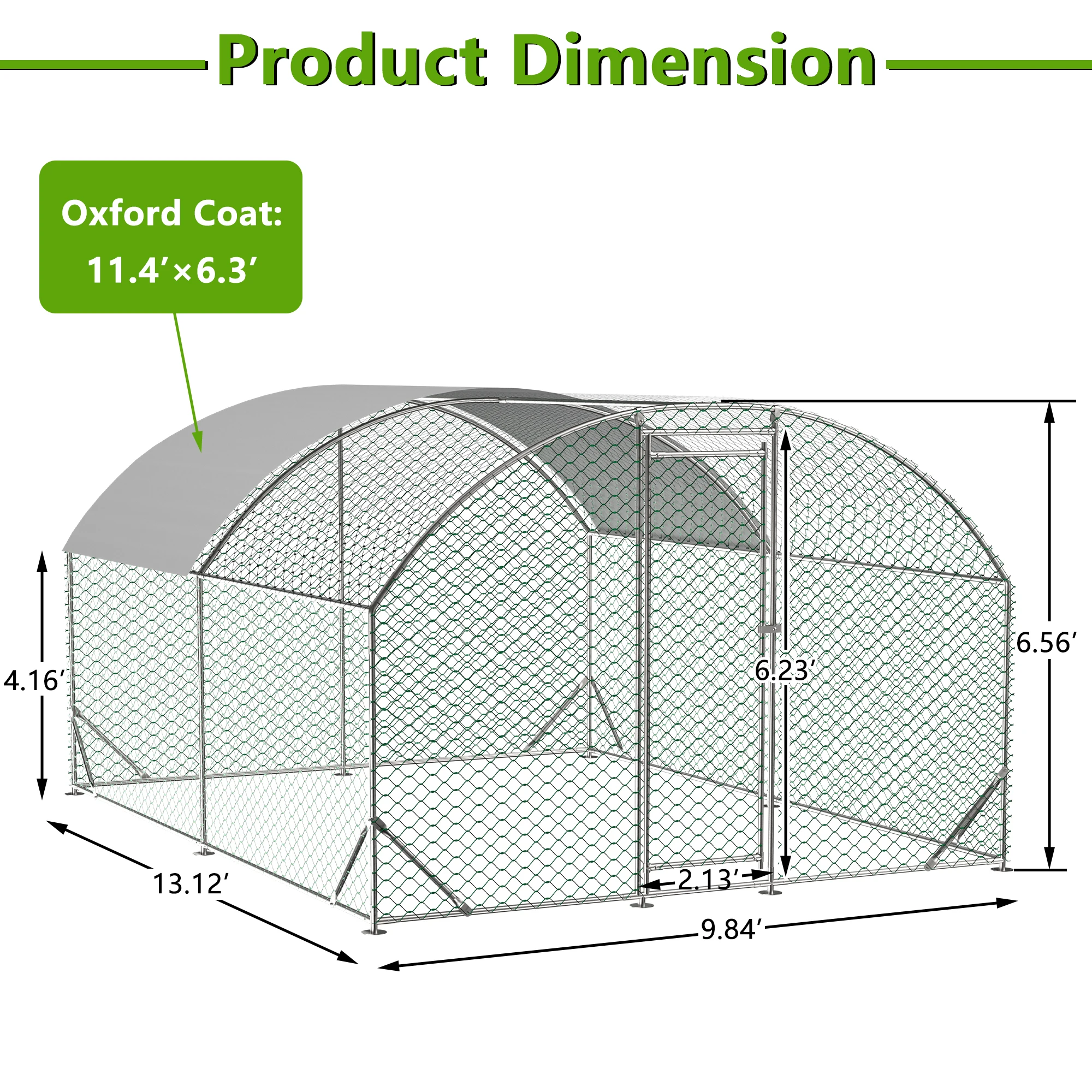 LZBEITEM Large Chicken Coop Metal Chicken Run with Waterproof and Anti-UV Cover, Dome Shaped Walk-in Fence Cage Hen House