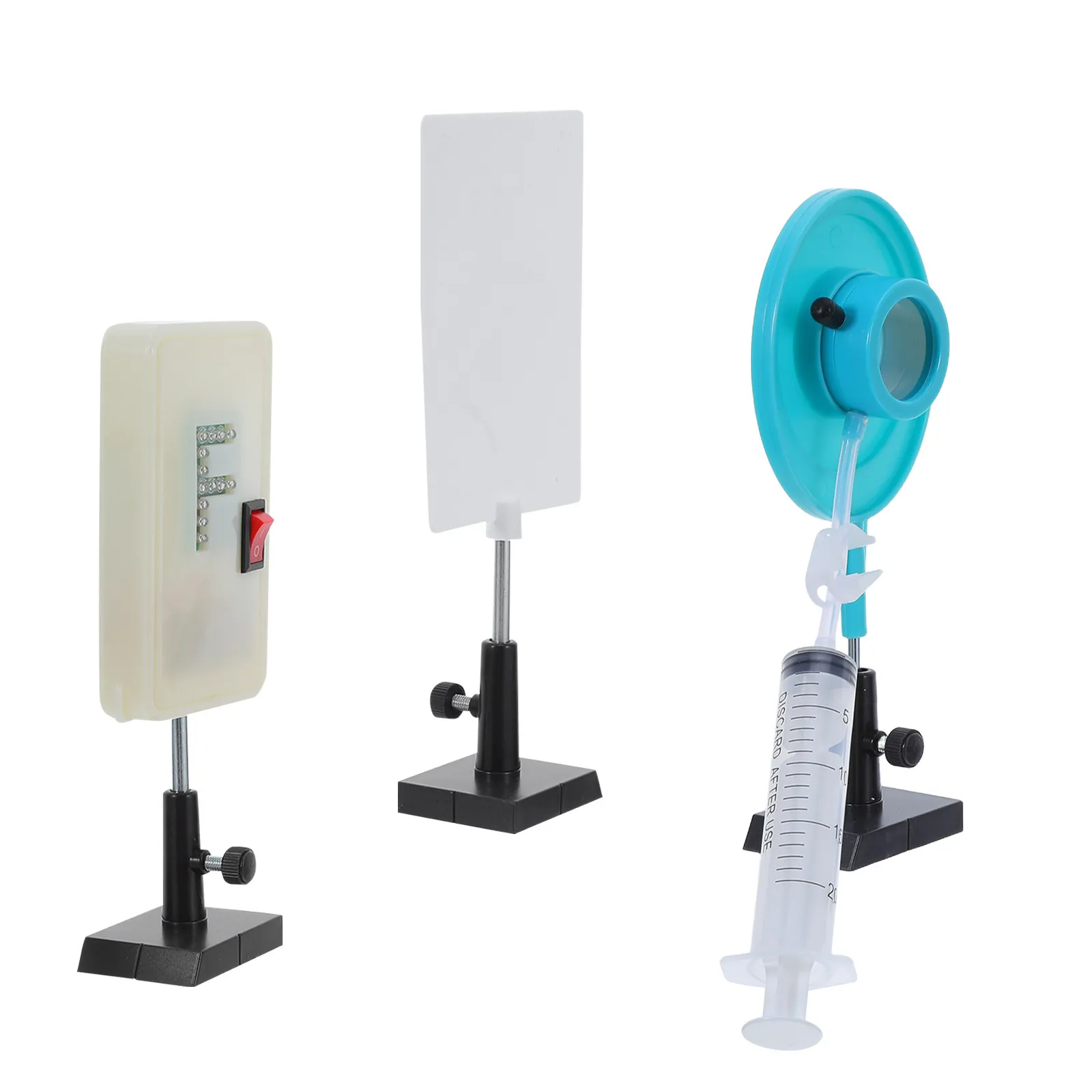 1 ensemble d'objectifs zoom remplis d'eau, kit d'expérimentation optique, équipement de laboratoire de physique à mise au point réglable, outil de démonstration de réfraction pour