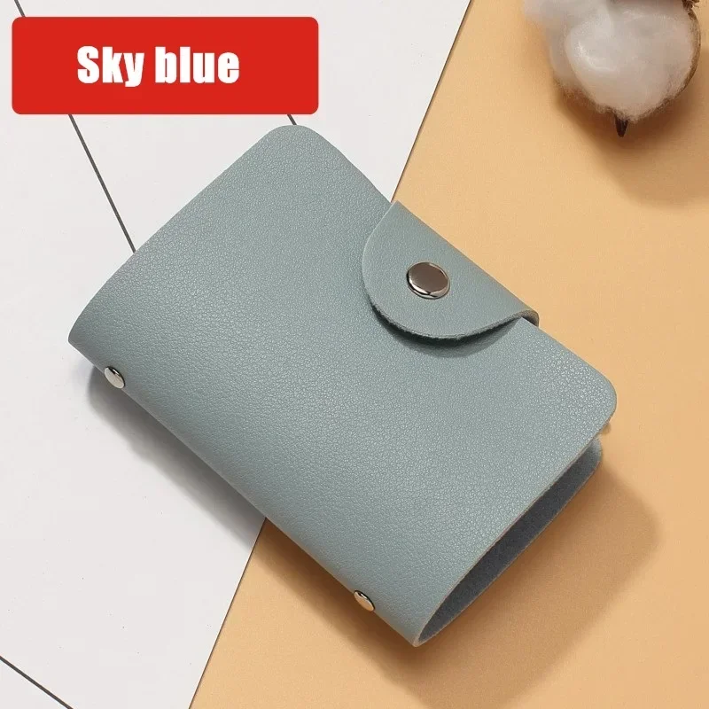 Business Card Holder Anti-theft ID Credit Card Holder Fashion Women's 24 Cards Slim PU Leather Pocket Case Coin Purse Wallet