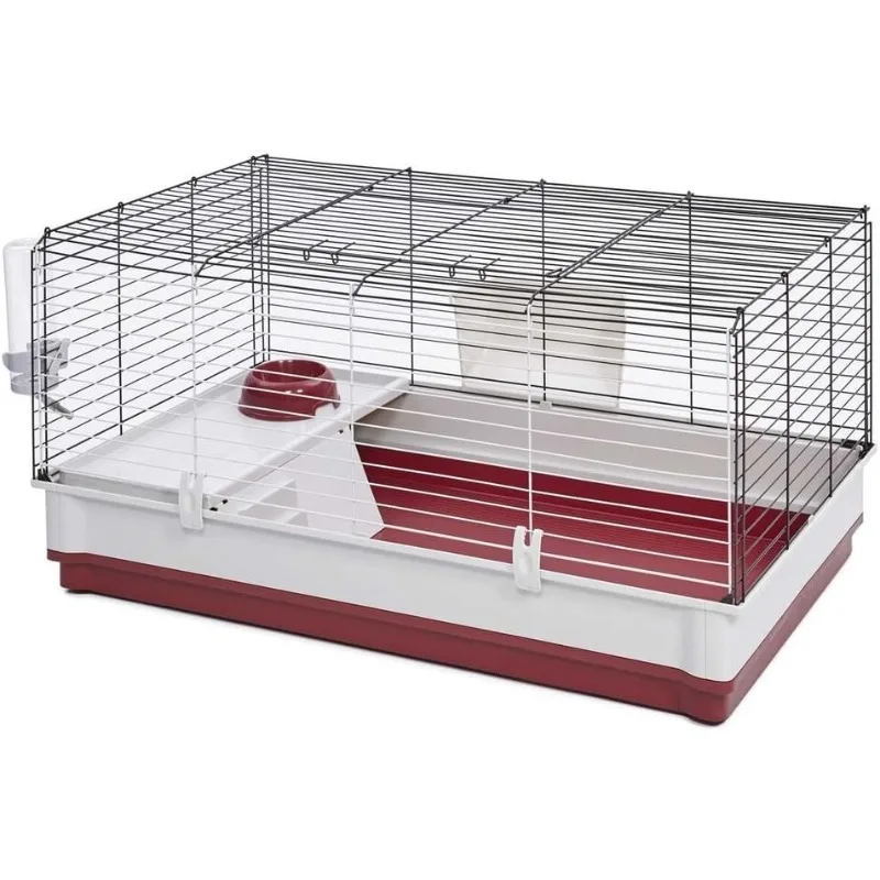 

Homes for Pets 158 Wabbitat Deluxe Rabbit Home, Rabbit Cage, 39.5 L x 23.75 W x 19.75 H Inch, Maroon/White