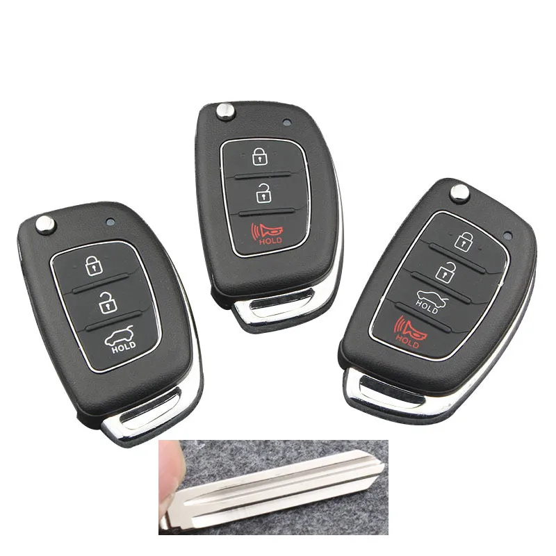 

Replacement Flip Remote Key Fob Car Key Case Styling For Hyundai IX35 i45 Uncut Right Blade Key Shell With 3/4 Buttons Pad