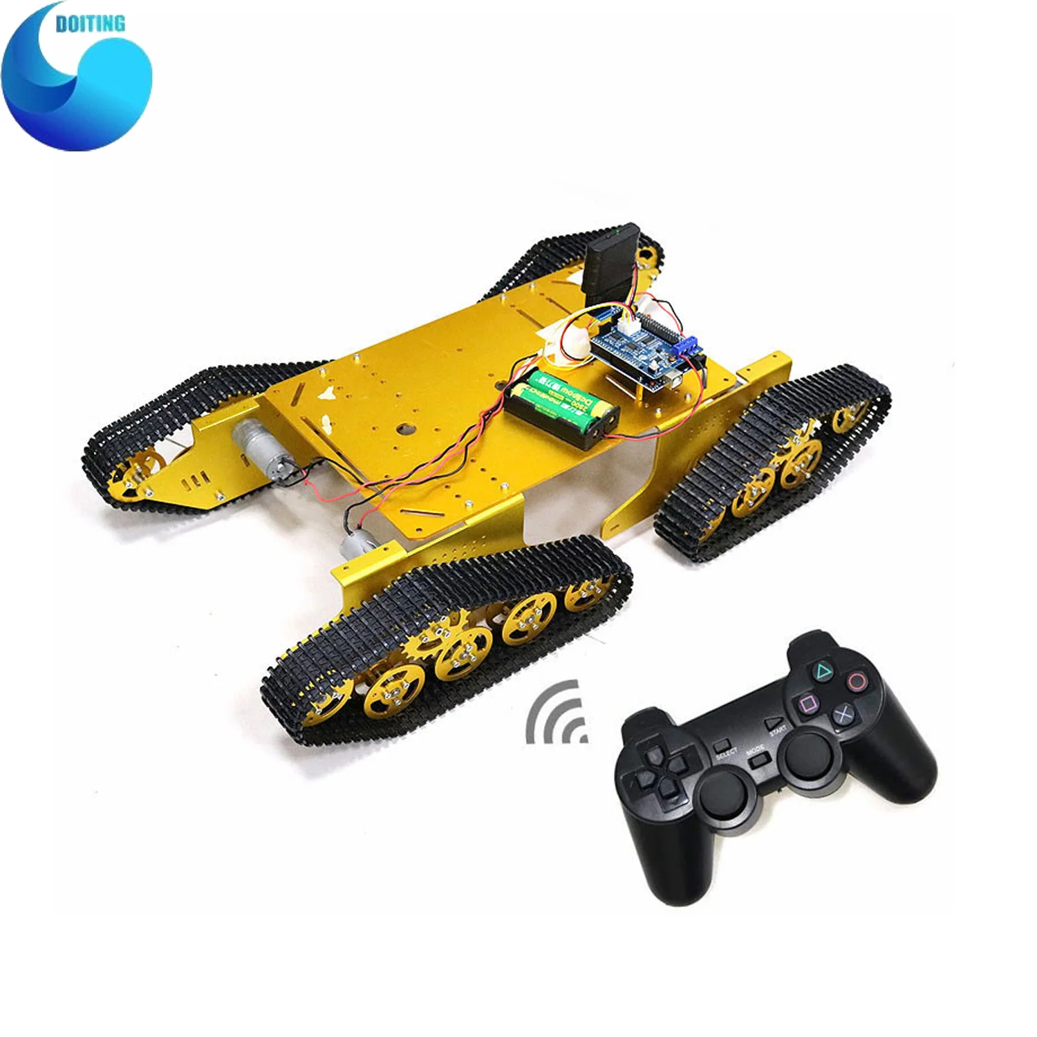 T900 Bluetooth/Mango/WiFi RC Control Robot tanque chasis Kit de coche con placa de desarrollo R3 + 4 tablero de controlador de Motor de carretera DIY