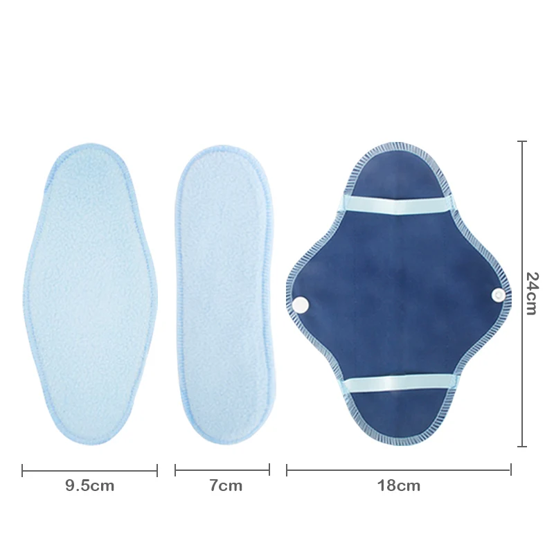 8Pcs Washable Reusable Sanitary Pads Set Portable Leak-proof Polar Fleece Cloth Period Panty Liners Daily Use Sanitary Napkins