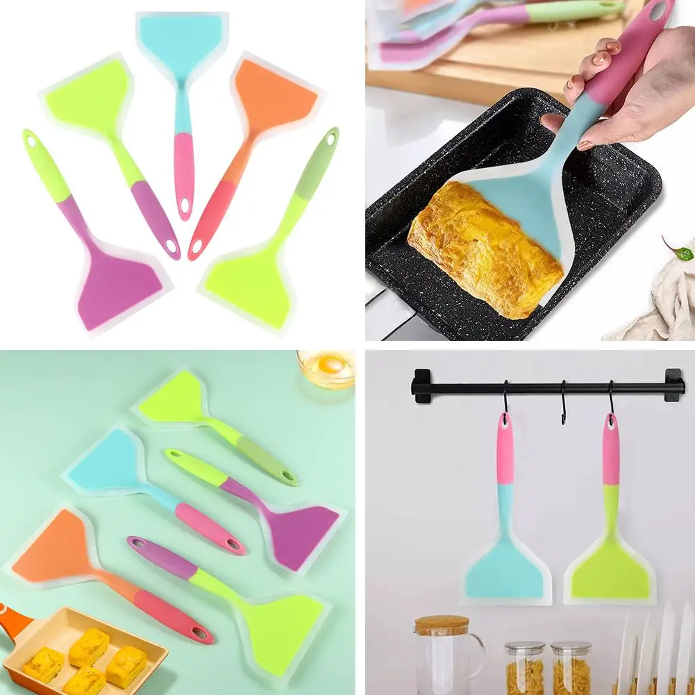 Transparent Two-color Silicone Wide Mouth Frying Spatula Translucent Kitchen Spatula Spatula Silicone Jade Cooking Utensils Z2H9