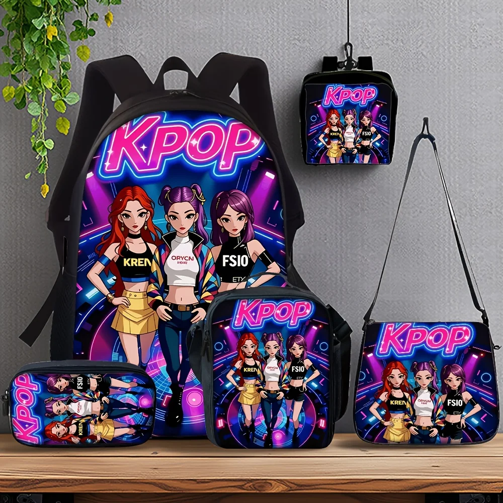 1-5pcs K-POP Group Print Backpack Set Lightweight Daily Large Capacity School Bag with Shoulder Bags Pencil Bags Perfect Gift