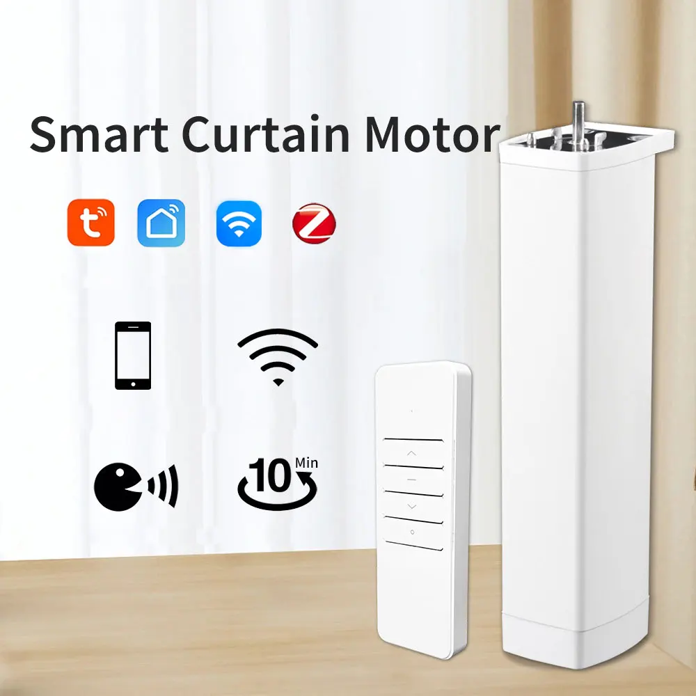

Tuya Smart WiFi/Zigbee Curtain Motor — RF/APP/Голосовое управление для Alexa/Google/SmartThings, бесшумный CE