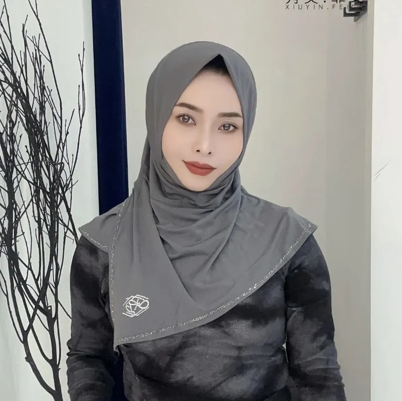 Embroidery Logo Instant Hijabs Islam Muslim Winter Hijab, 2024