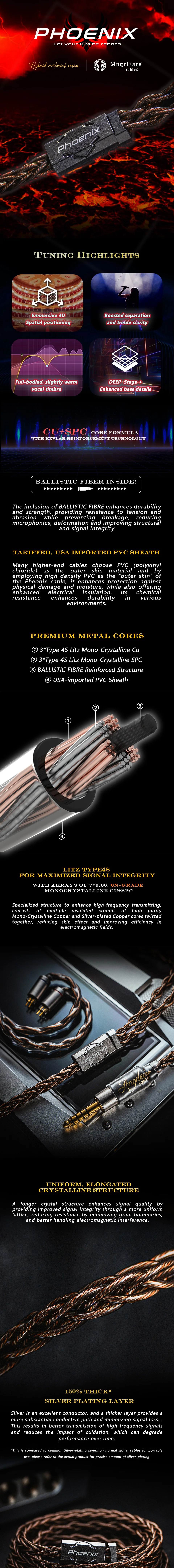 Angelears Phoenix Mini Typ 4S Litz 6N Monokristallines Cu + SPC verbessertes Kopfhörerkabel – Detail 2