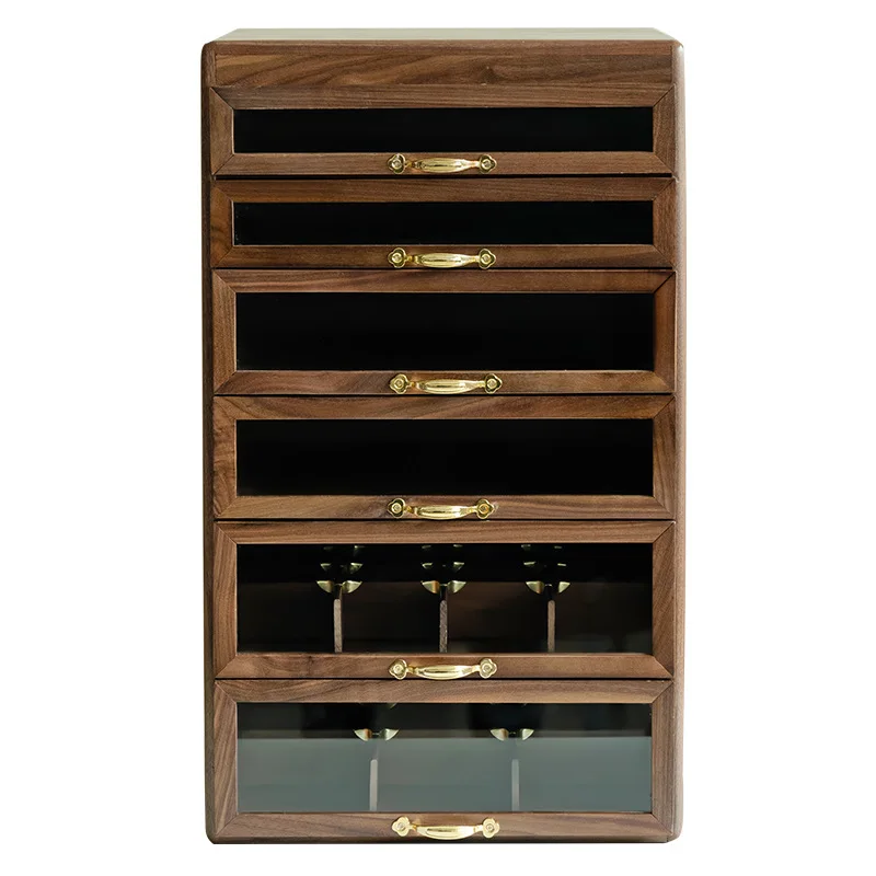 North American Walnut Six-layer Drawer Storage Cabinet Tea Cabinet Tea Set Cabinet Antique Cabinet Stationery Cabinet Dental 