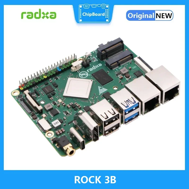 Radxa Rock 3b Quad Core Cortex-a55 (Arm V8) 64-Bit Soc @ 2.0Ghz Een Pico-Itx Vormfactor Sbc Development Board