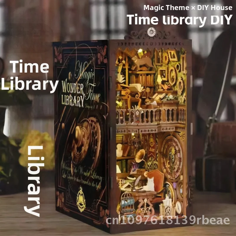 DIY المقصورة كتاب حامل لعبة اليدوية تجميعها نموذج منزل خشبي صغير اللبنات مكتبة الوقت السحري هدية للعقلية #1