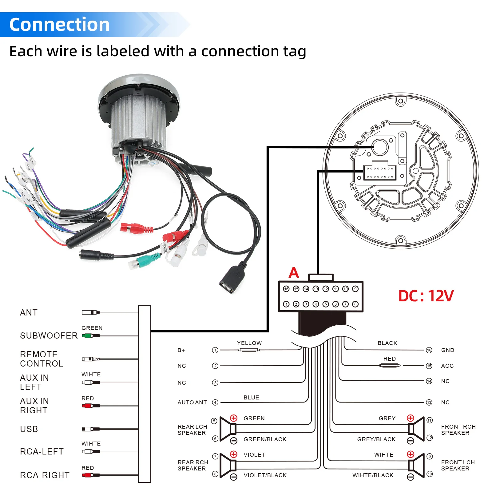 Reproductor multimedia de Radio para barco, estéreo marino, MP3, resistente al agua, compatible con Bluetooth, Radio de Audio, receptor FM AM para cosechadoras, ATV, UTV, SPA