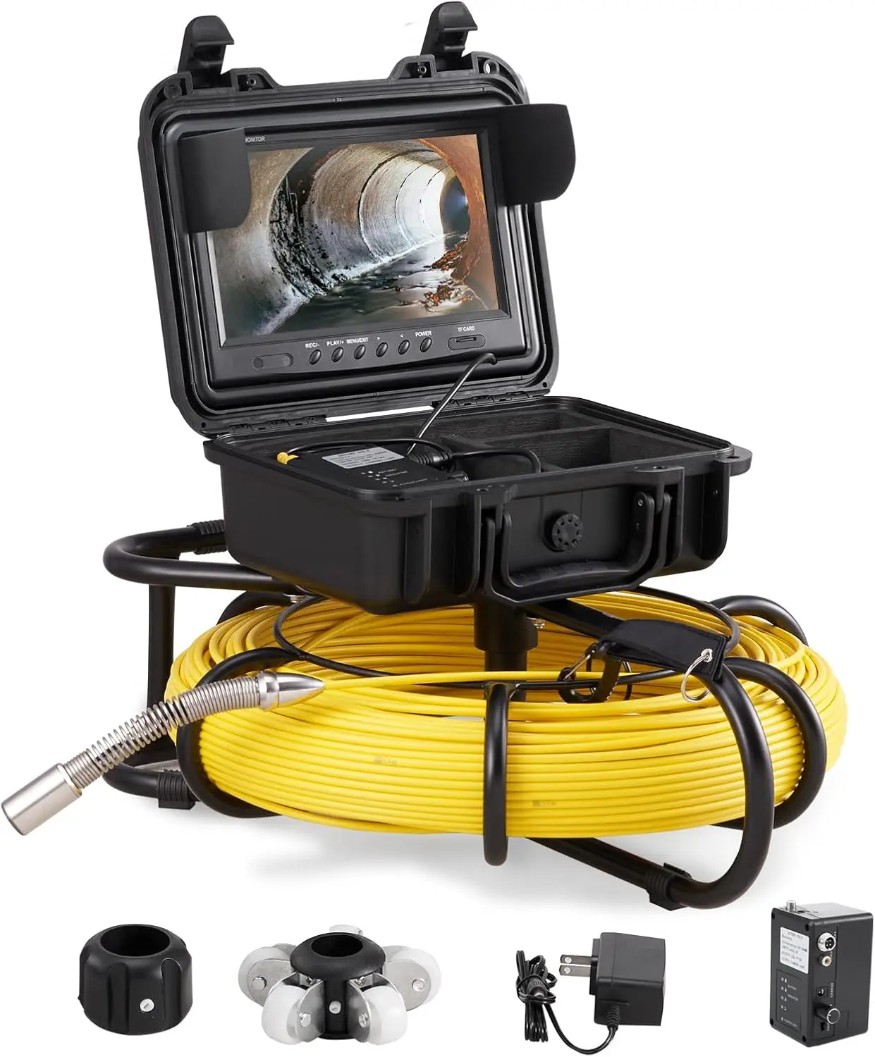 

Sewer Camera, 393 ft/120 m, 9" Screen Pipeline Inspection Camera with DVR Function, Waterproof IP68 Cameras w/12 Adjustable