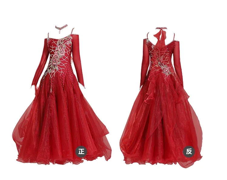 Fora do ombro fio voador lantejoulas grande balanço feminino vestido de competição de dança de salão valsa tango vestido de dança roupas de festa