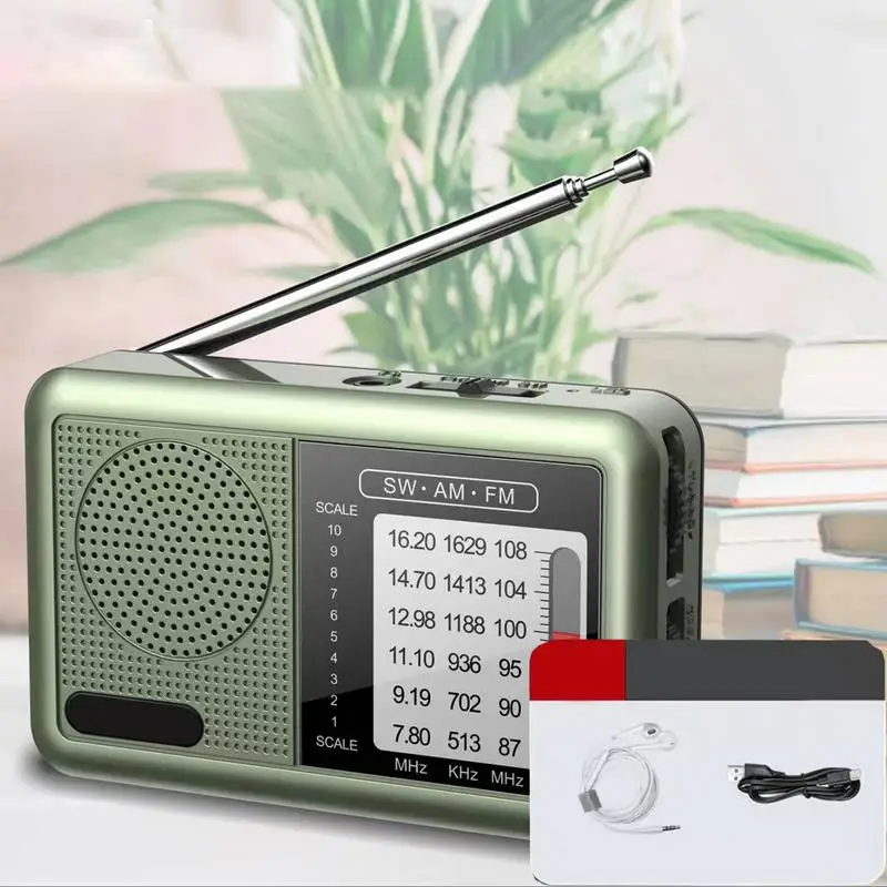 

Portable FM AM SW Radio High Sensitivity Radios Receiver Built-in Loud Volume Speaker Support 3.5mm Headphones Play