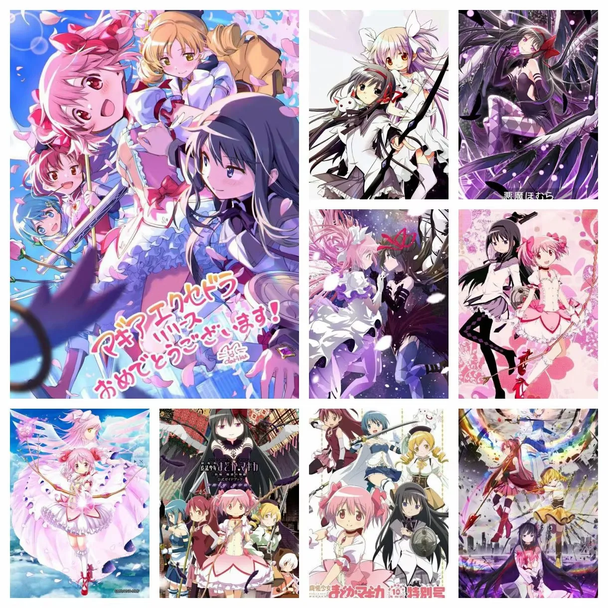 Anime Puella Magi Madoka Magica 5D DIY Full Round Diamond Painting Home Living Room Bedroom Bar Aesthetic Decoration