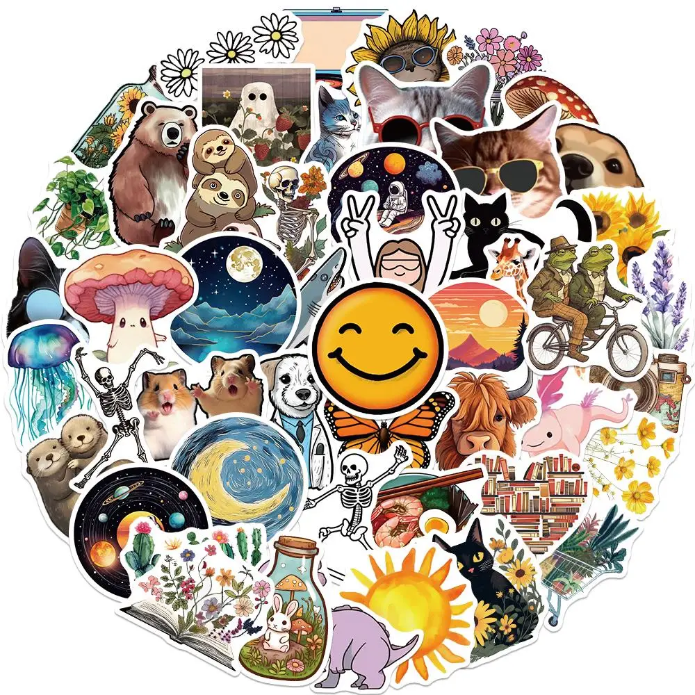 50PCS Trendy Book Small Fresh Sticker Cartoon Travel Skateboard Guitar Suitcase Outdoor DIY Waterproof Sticker Wholesale