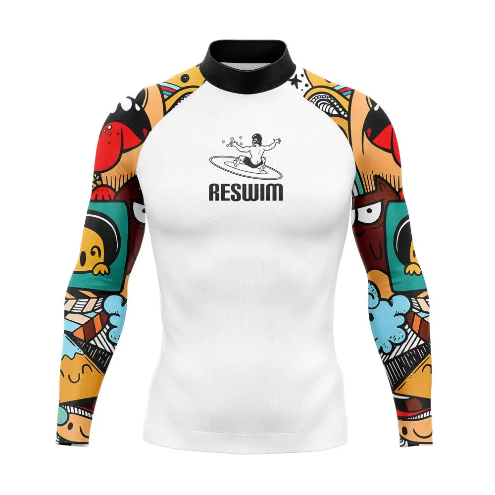 Męska koszulka do pływania na szopkę z długim rękawem Rashguard t-Shirt do pływania z 50 szybkoschnący strój kąpielowy letni surfingowy strój do