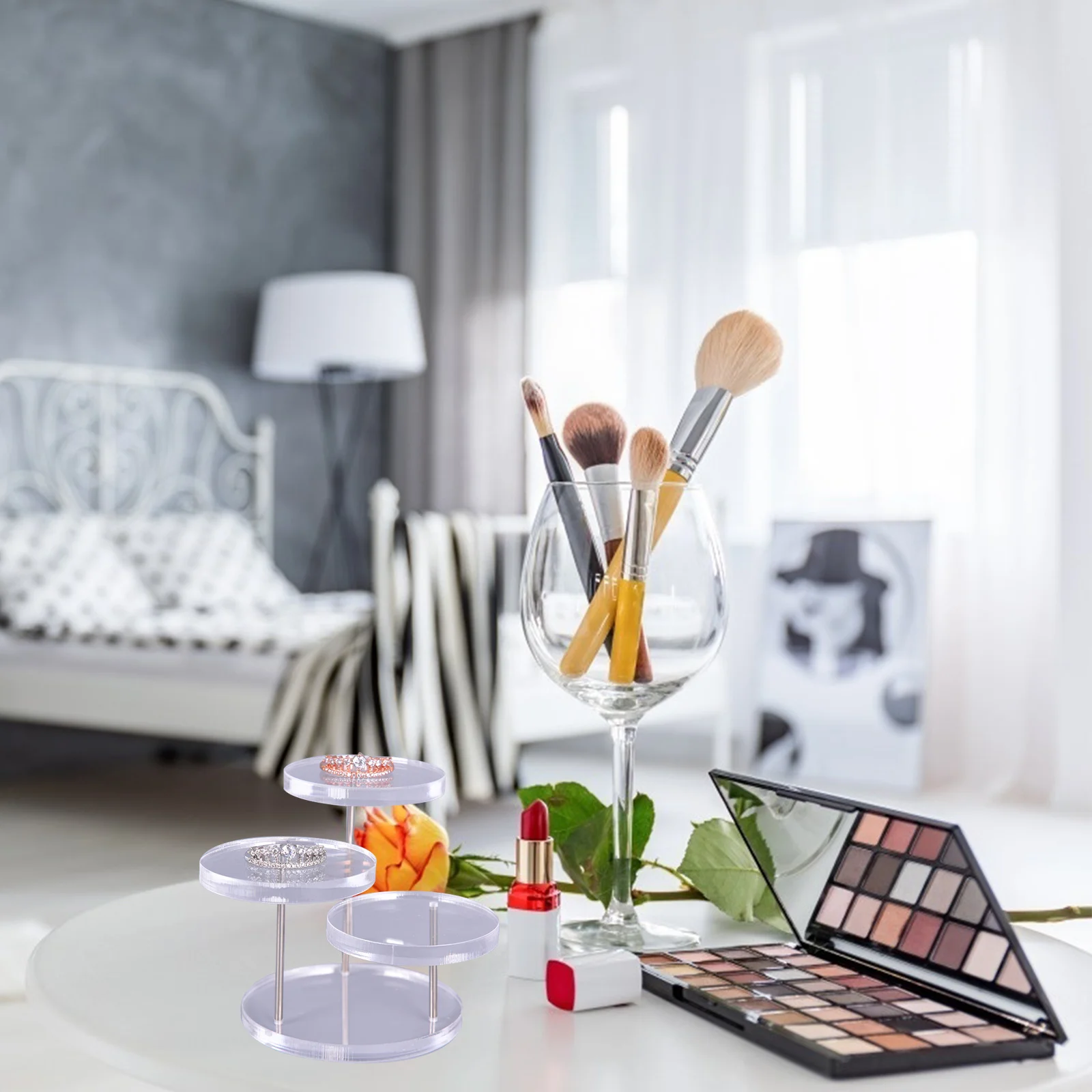 

1Pcs Rotating Acrylic Jewelry Storage Rack Earrings Display Stand Three Layers Organizer Earrings Rack Jewelry Stand