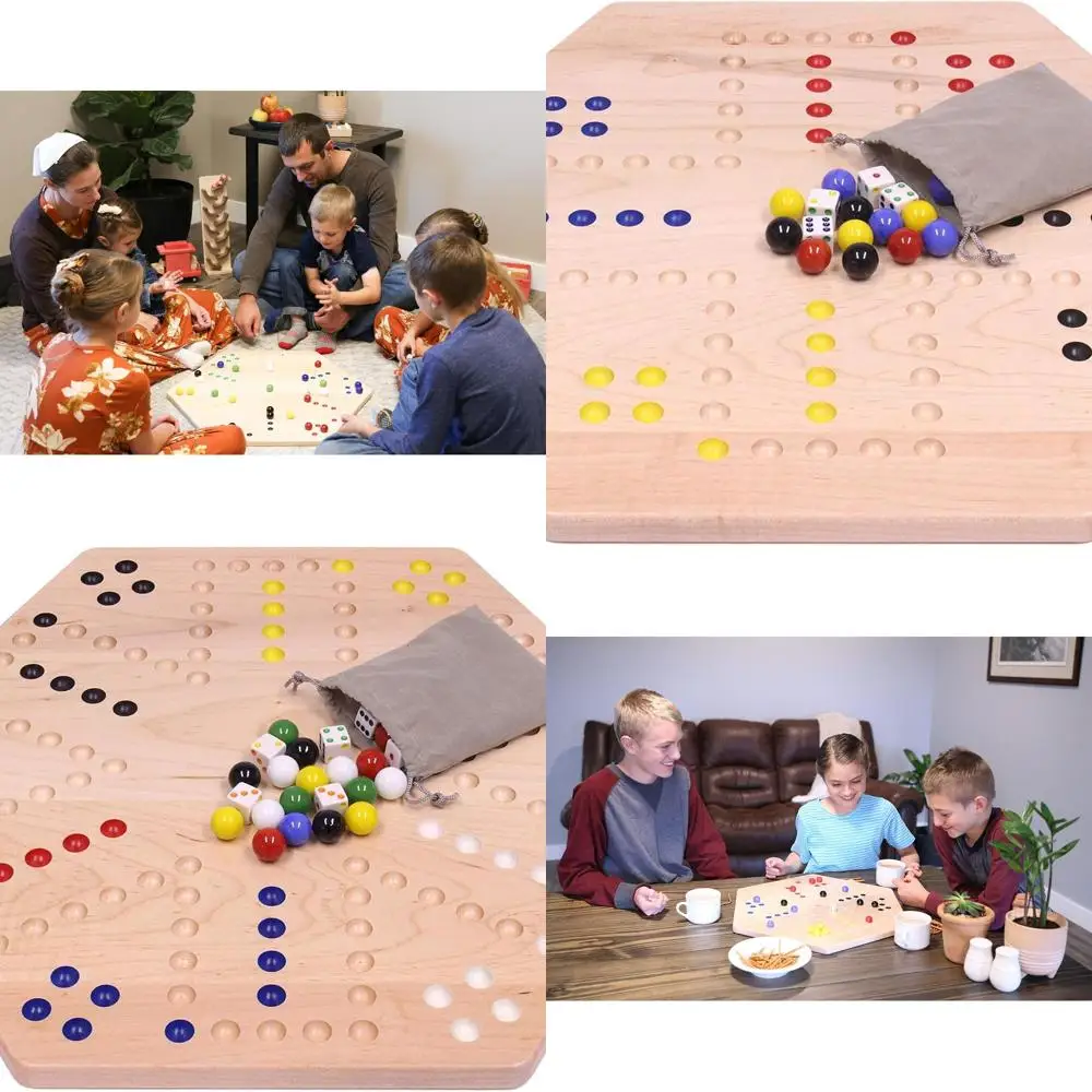 

Double-Sided Maple Wahoo Marble Game with 18mm Marbles & Dice, 20 Wide