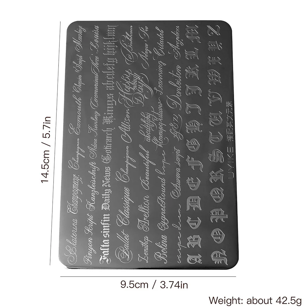 Gothic Cursive Letters Nail Art Stamping Plate Retro English Text Transfer Template Stainless Steel Manicure Stencil Lace Letter