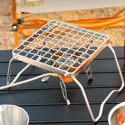 Multifunctional Folding Campfire Grill Portable Stainless Steel Camping Grill Grate Gas Stove Stand Outdoor Wood Stove Stand