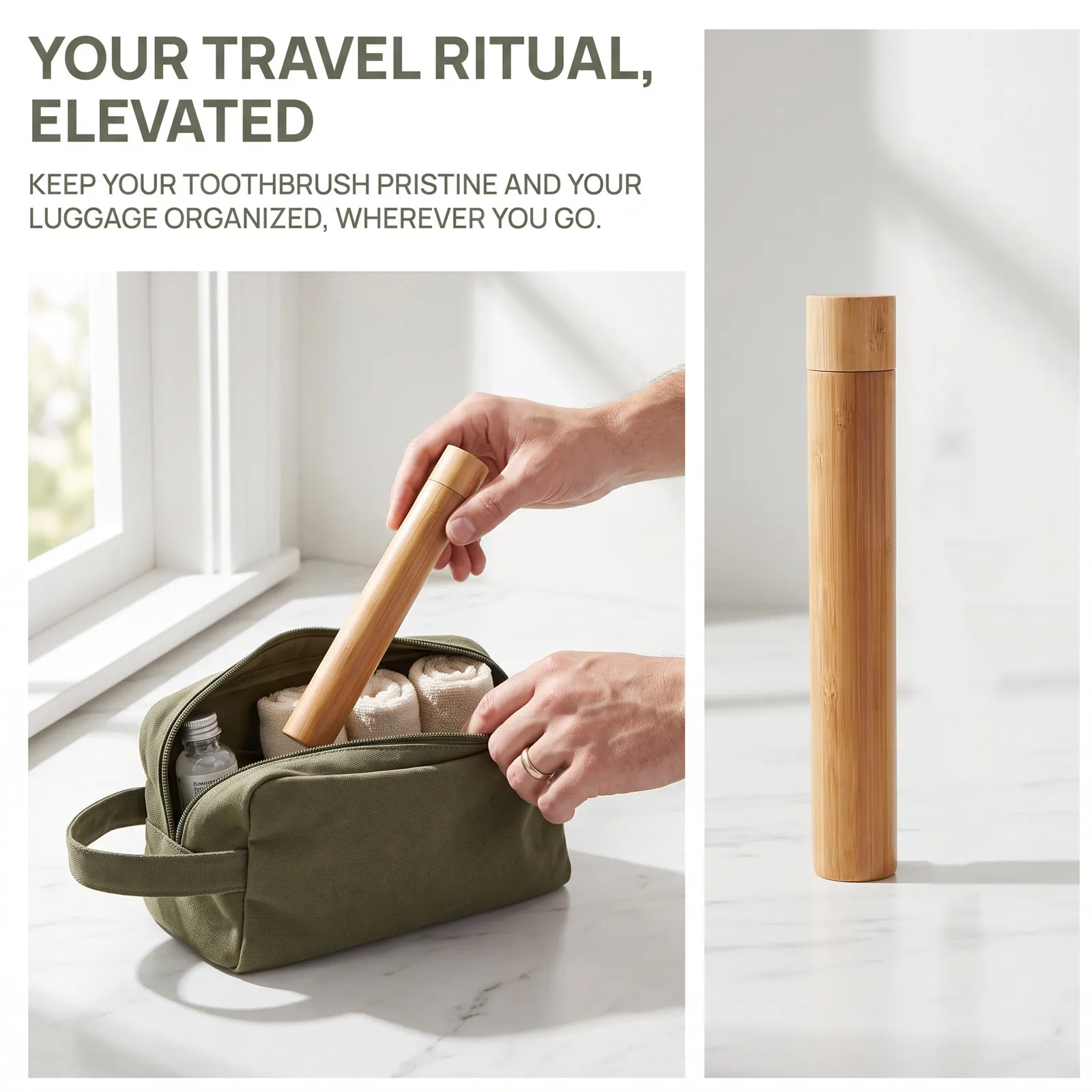 4Pcs Portable Bamboo Toothbrush Storage Box Bathroom Travel Reusable Toothbrush Holder Camping Hiking Organizer Organizer