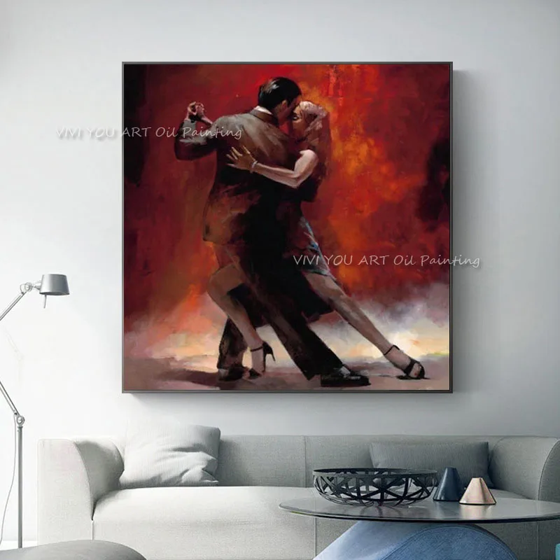 

Couple dancing Tango oil panting 100% Hand painted painting dancing dancer figure wall art painting For Home Wall Decor