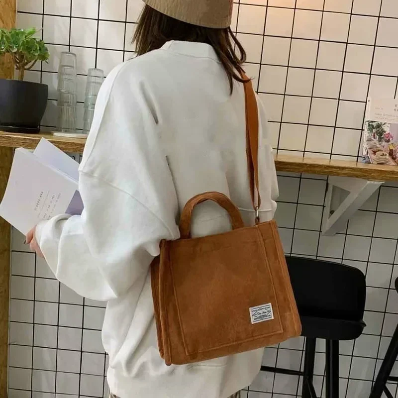 2025 Corduroy Zipper Shoulder Bag FemaleSmall Cotton Canvas  Messenger Bag Retro Vintage Crossbody Bags  Bag for Women