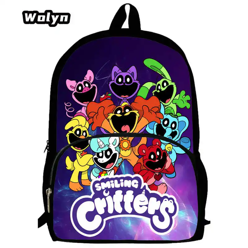 Smiling Mochila Critters Printed Backpack,Cartoon School Bags for Boys Girls,Daypack Bookbags Travel Bag,Book Bags for Pupil