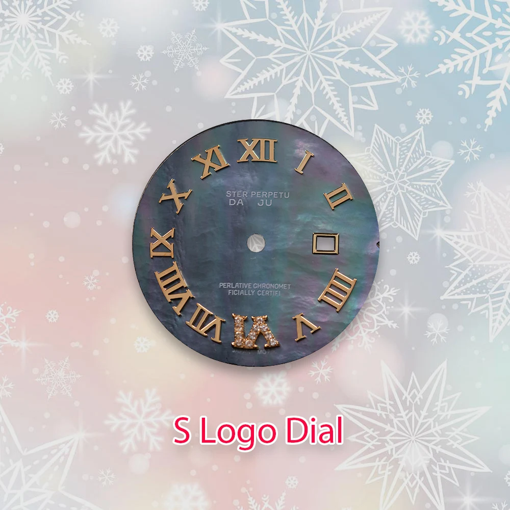 24.5mm S Logo lady Pearl shell dial Roman dial Diamond dial Suitable For NH05 Japan Movement Watch Modification Accessories