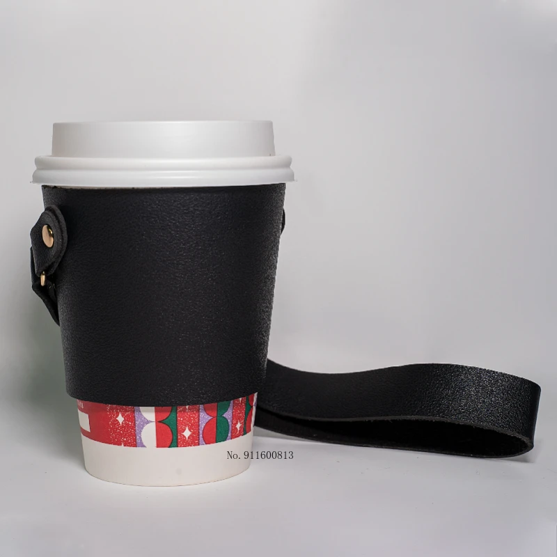 1 PCS leather tea milk drink cup bag,warter Bottle Holder For Travel,hot or iced coffee sleeve holder,drink carrier with strap